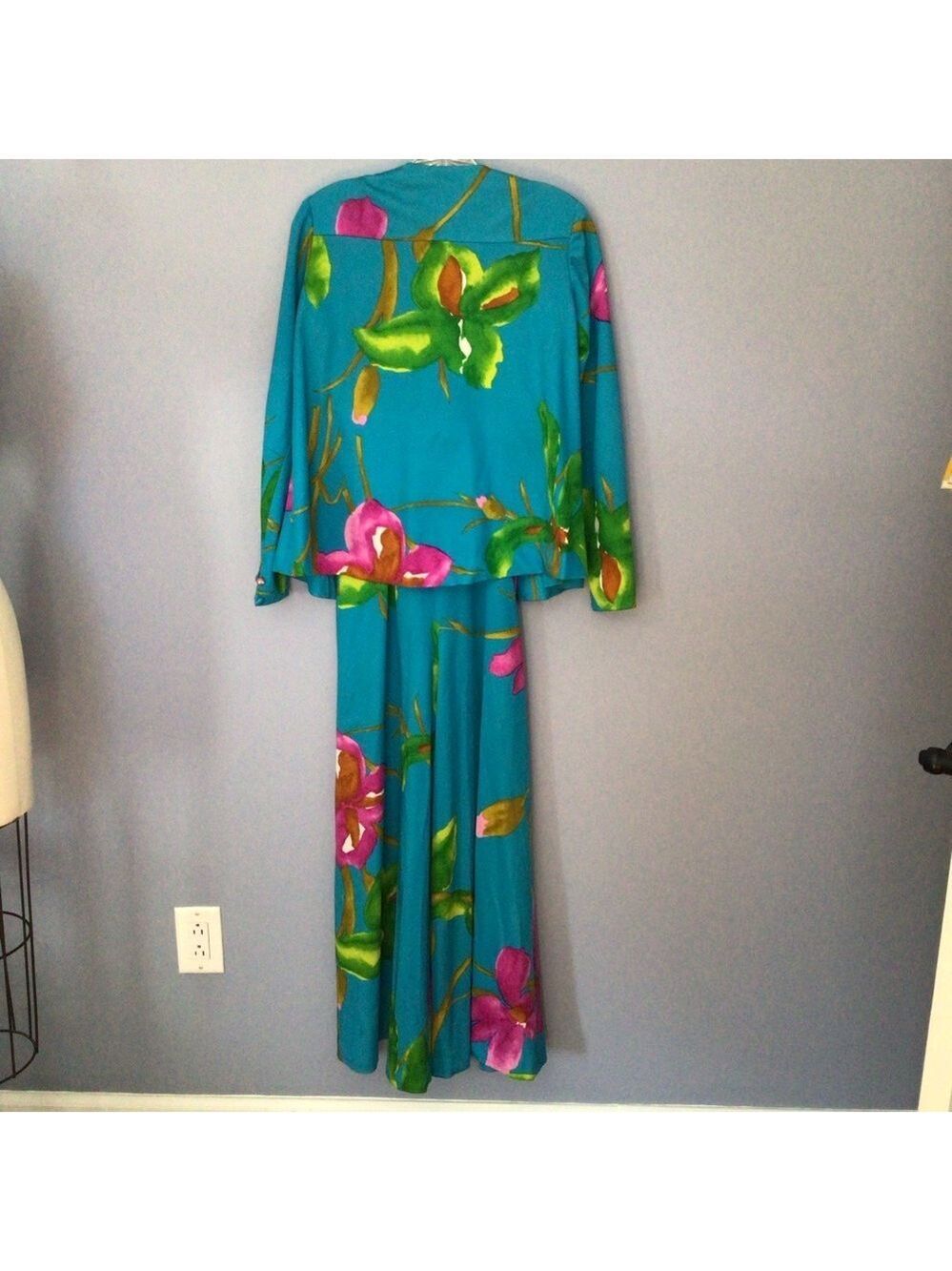 Tori Roberts Honolulu Vintage Floral Maxi Jumpsuit matching Jacket 70’s  sz 8 - Picture 11 of 13